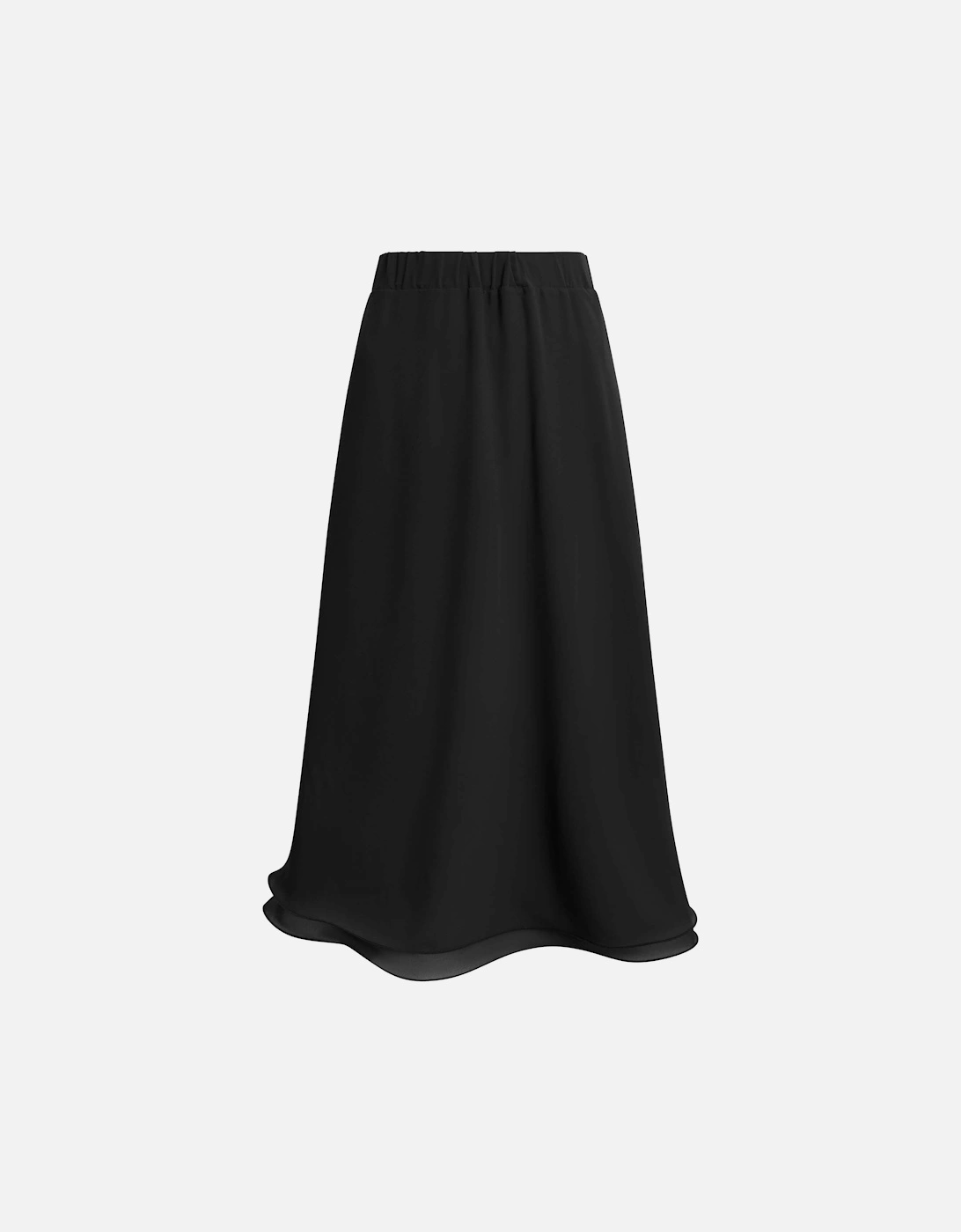 Wave Hem Tiered Skirt Black