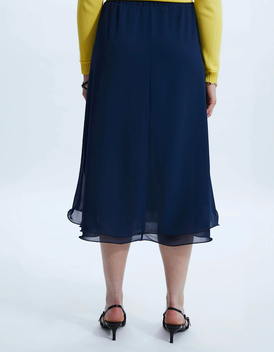 Wave Hem Tiered Skirt Navy