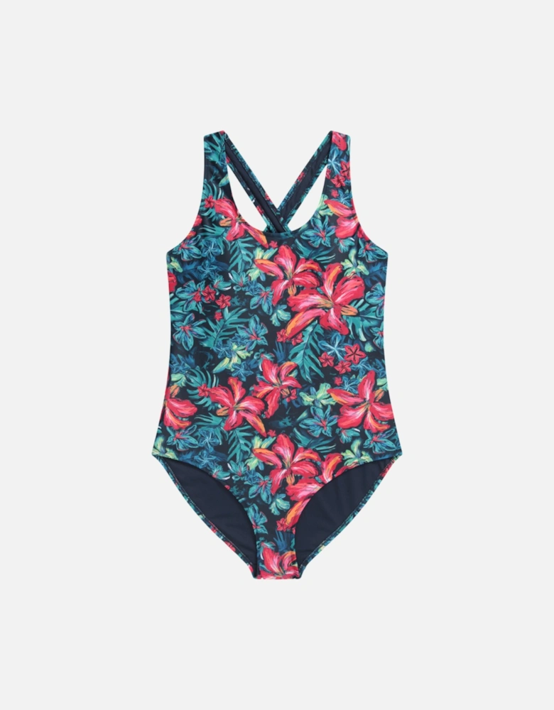Womens/Ladies Mia Floral Cross Back One Piece Swimsuit