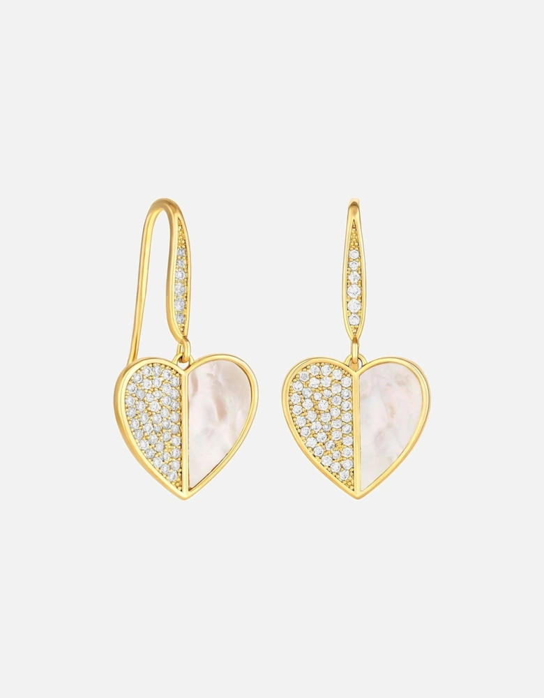 Gold Plated Cubic Zirconia And Mother of Pearl Drop Earrings