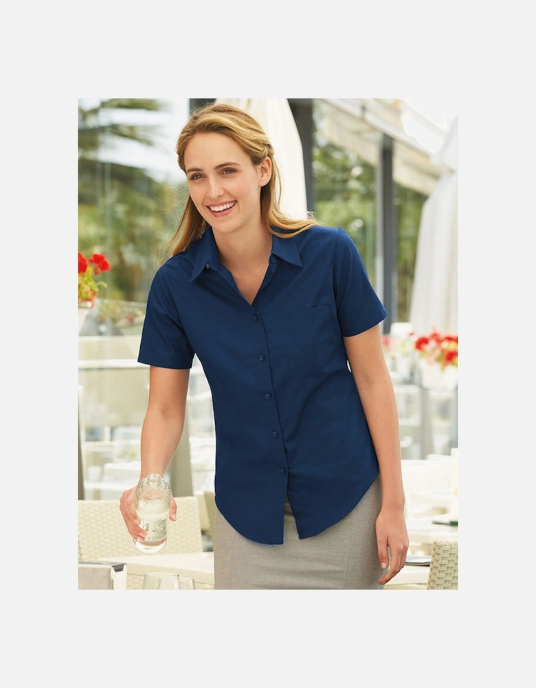 Ladies Lady-Fit Short Sleeve Poplin Shirt