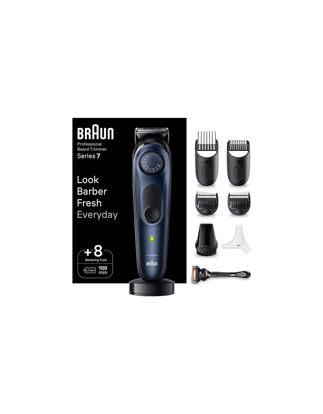 Beard Trimmer Series 7 BT7421, Trimmer With Barber Tools And 100-min Runtime
