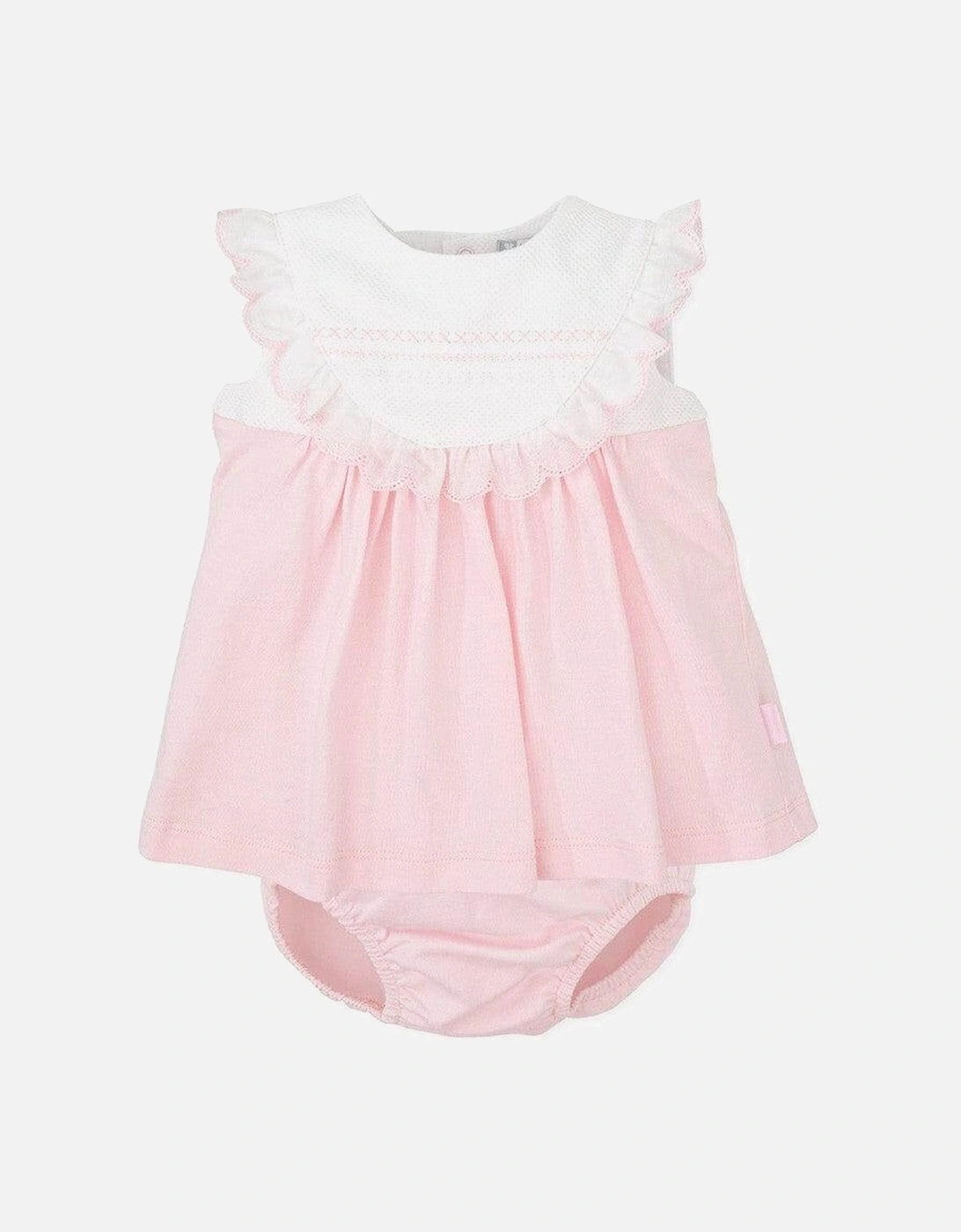 Girls Pink Embroided Dress With Bloomers, 3 of 2