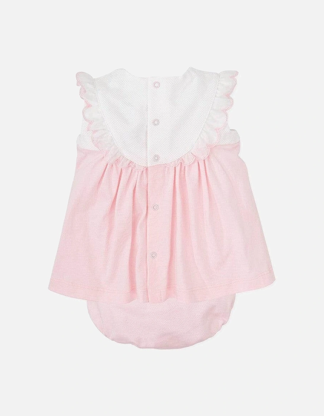 Girls Pink Embroided Dress With Bloomers