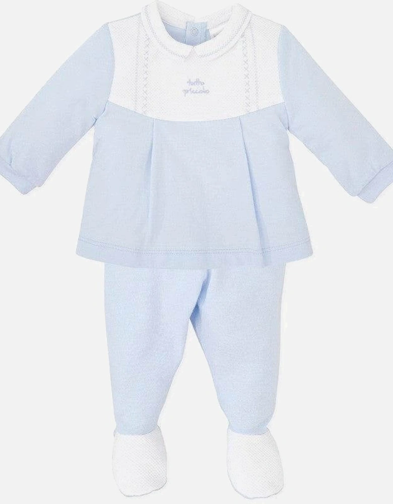 Baby Boys Sky Blue 2 Piece Babygrow