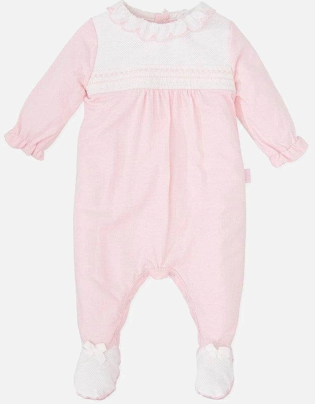 Girls Pink Babygrow with Smocking, 3 of 2