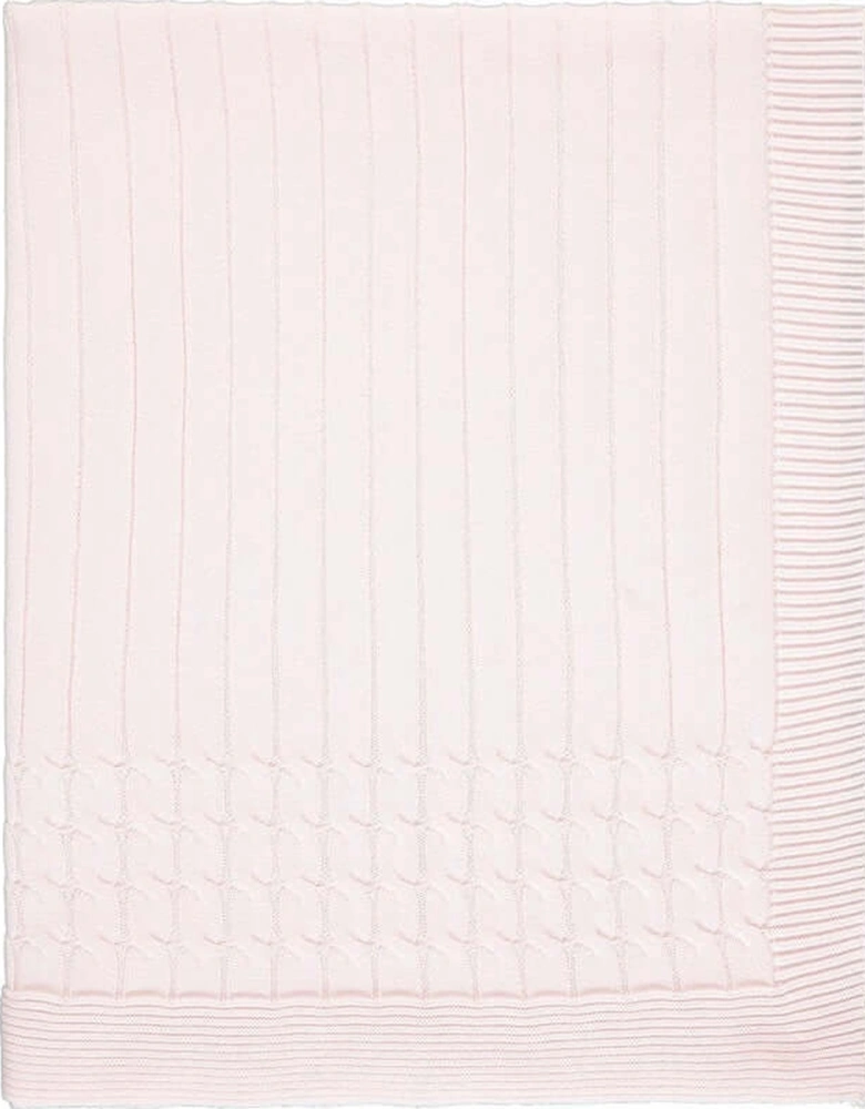 Girls Pink Cable Knit Blanket