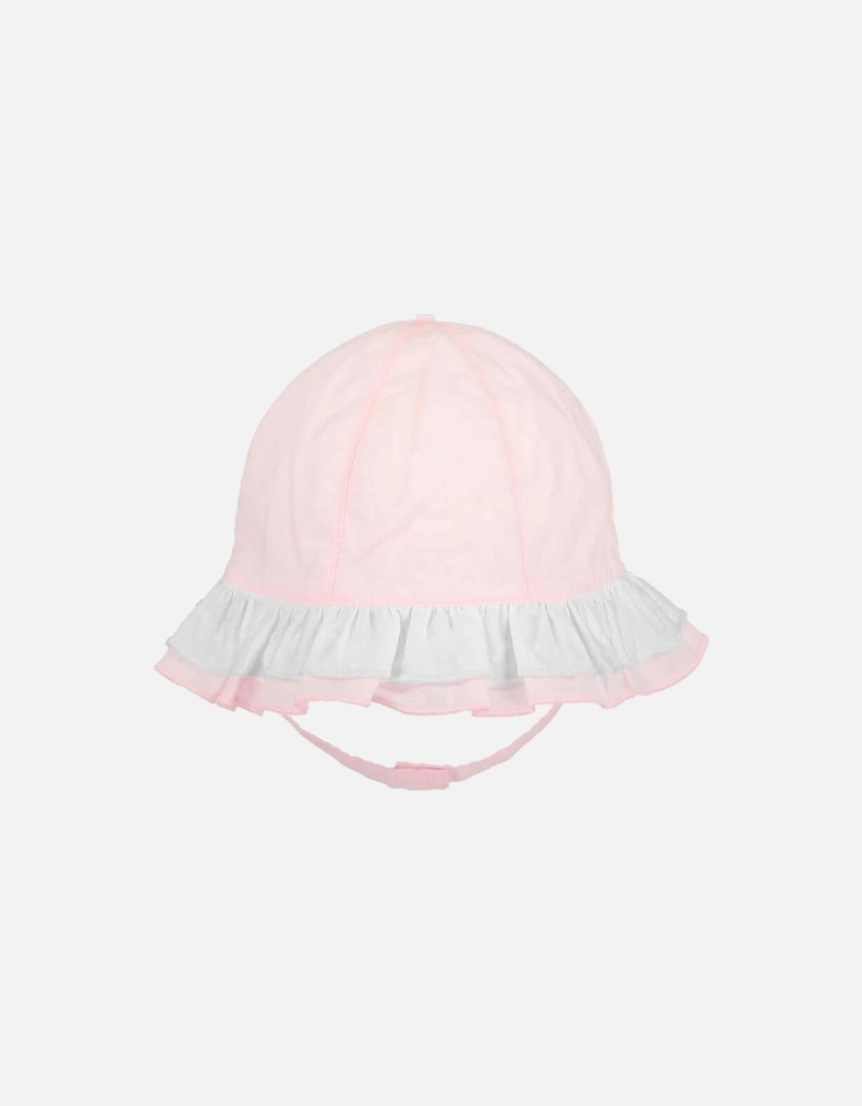 Girls Pink Embroided Sun Hat