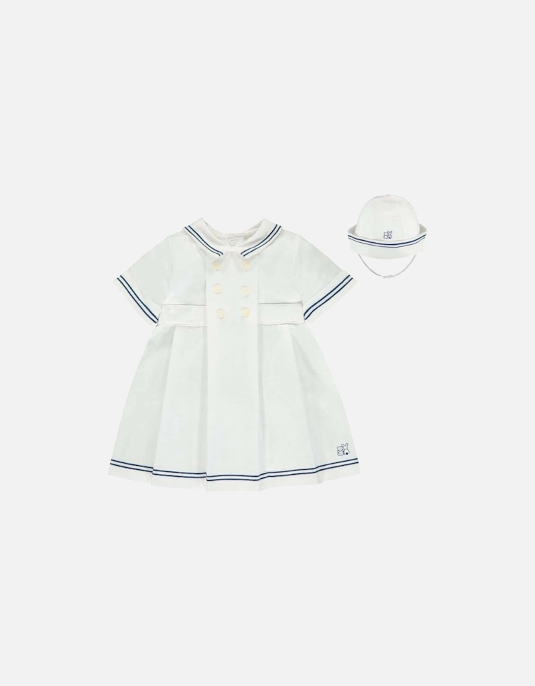 Girls White Woven Sailor Dress