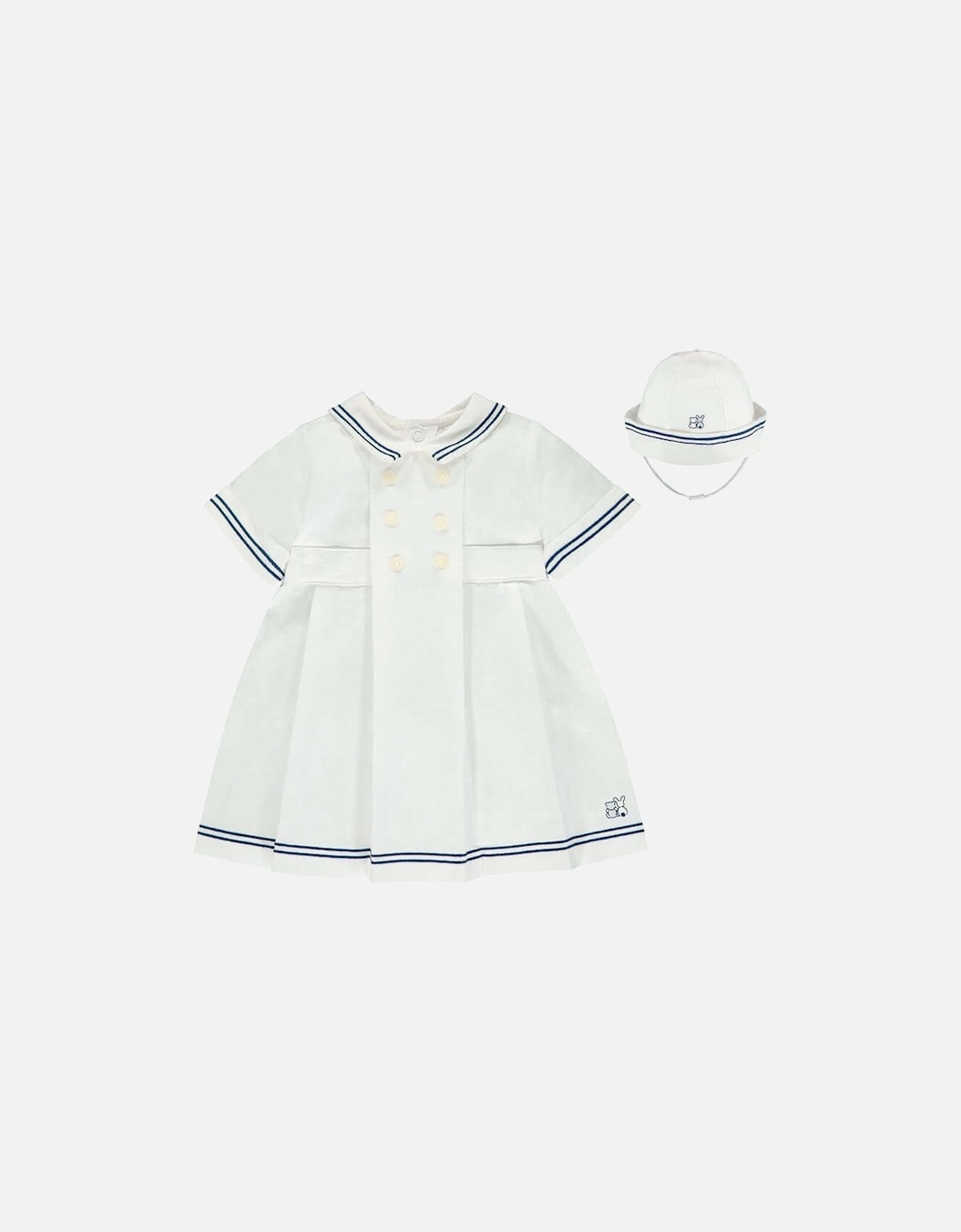 Girls White Woven Sailor Dress, 3 of 2