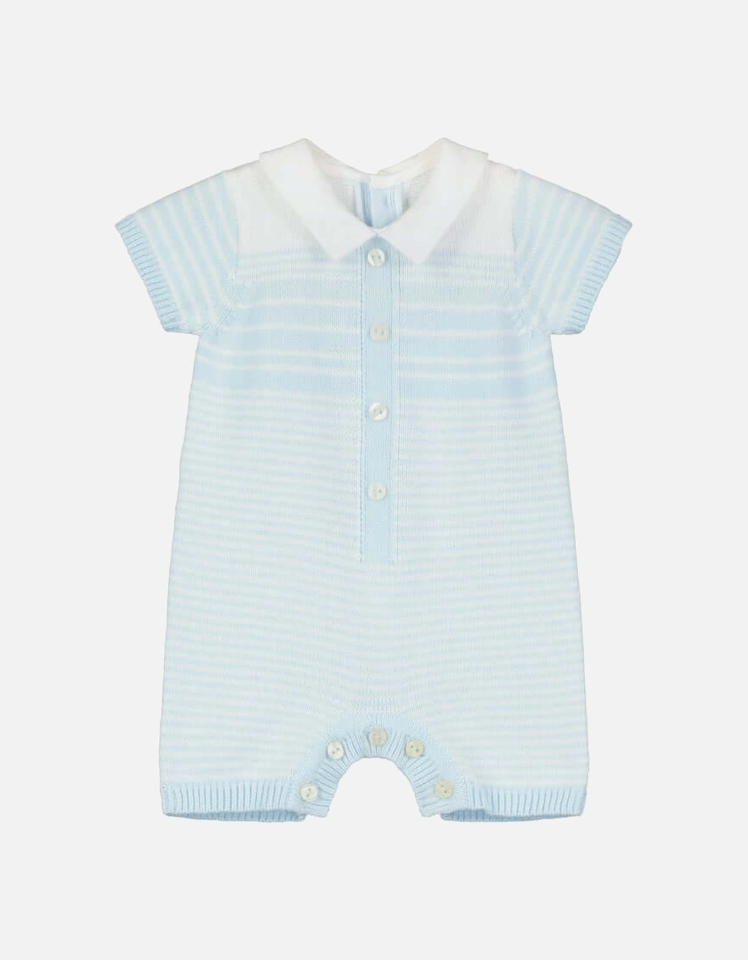 Boys Pale Blue Striped Knitted Romper, 3 of 2