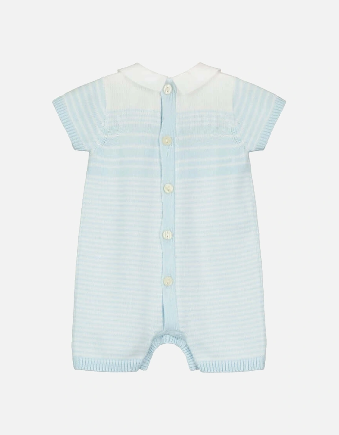 Boys Pale Blue Striped Knitted Romper