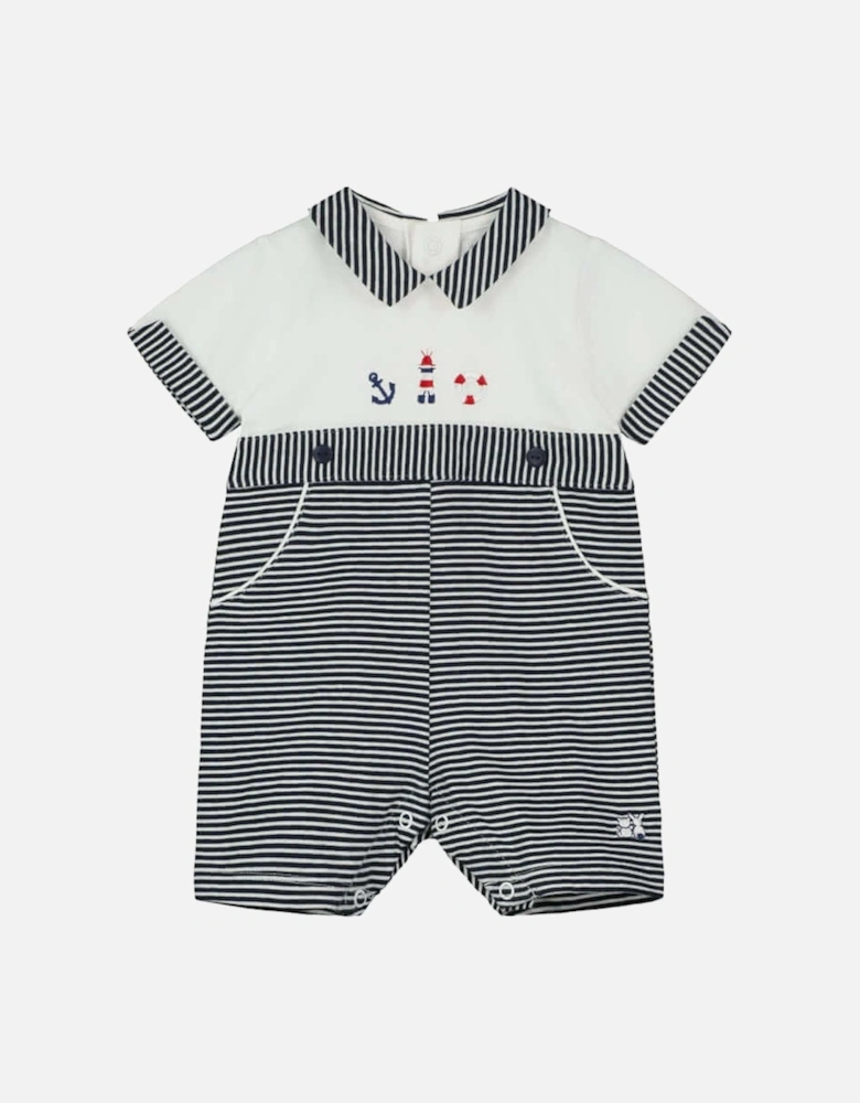 Boys Navy Knitted Nautical Romper
