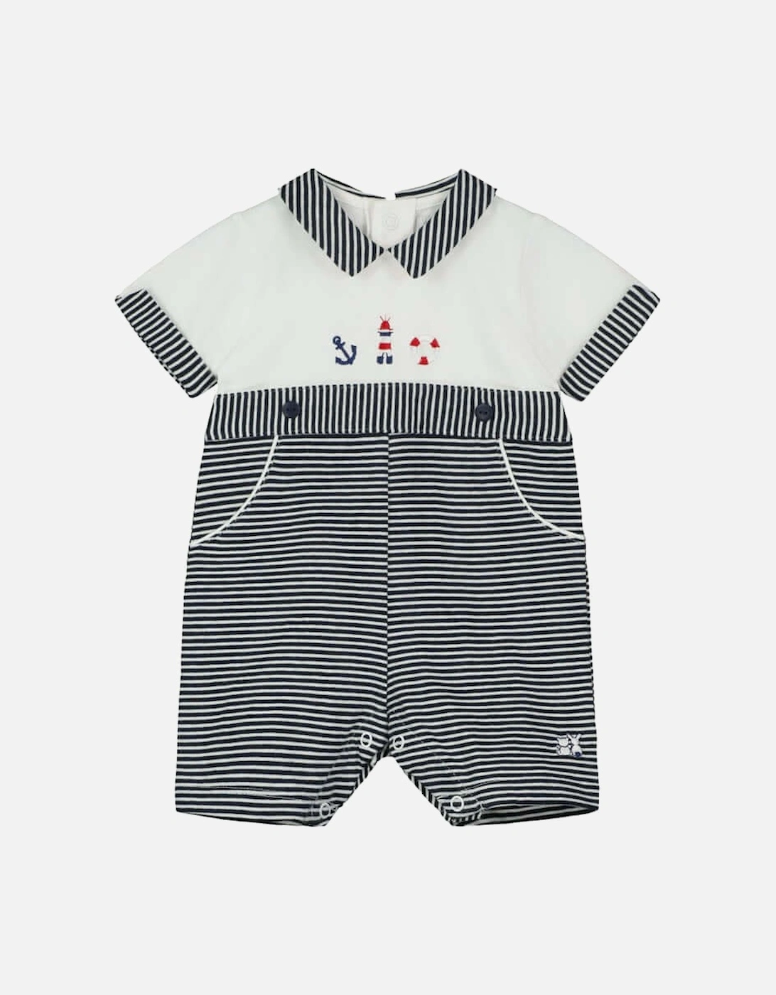 Boys Navy Knitted Nautical Romper, 3 of 2