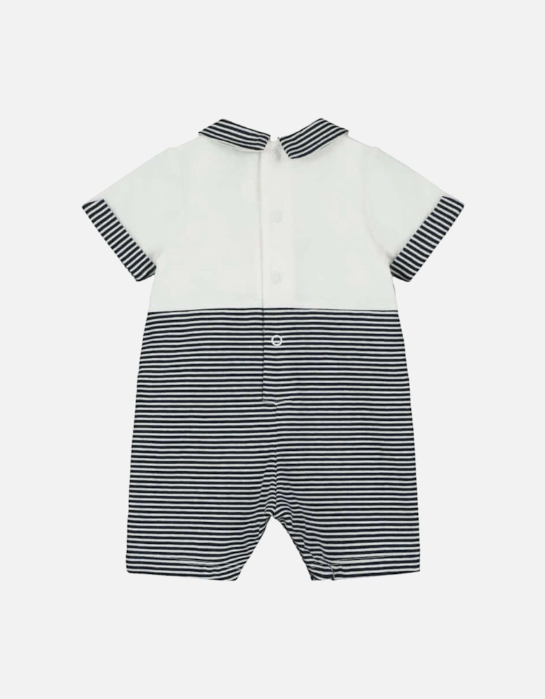 Boys Navy Knitted Nautical Romper