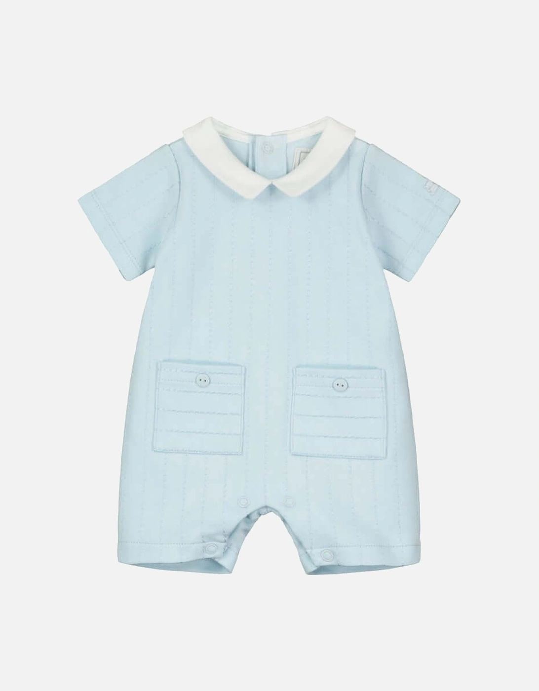 Boys Pale Blue Knitted Romper, 3 of 2