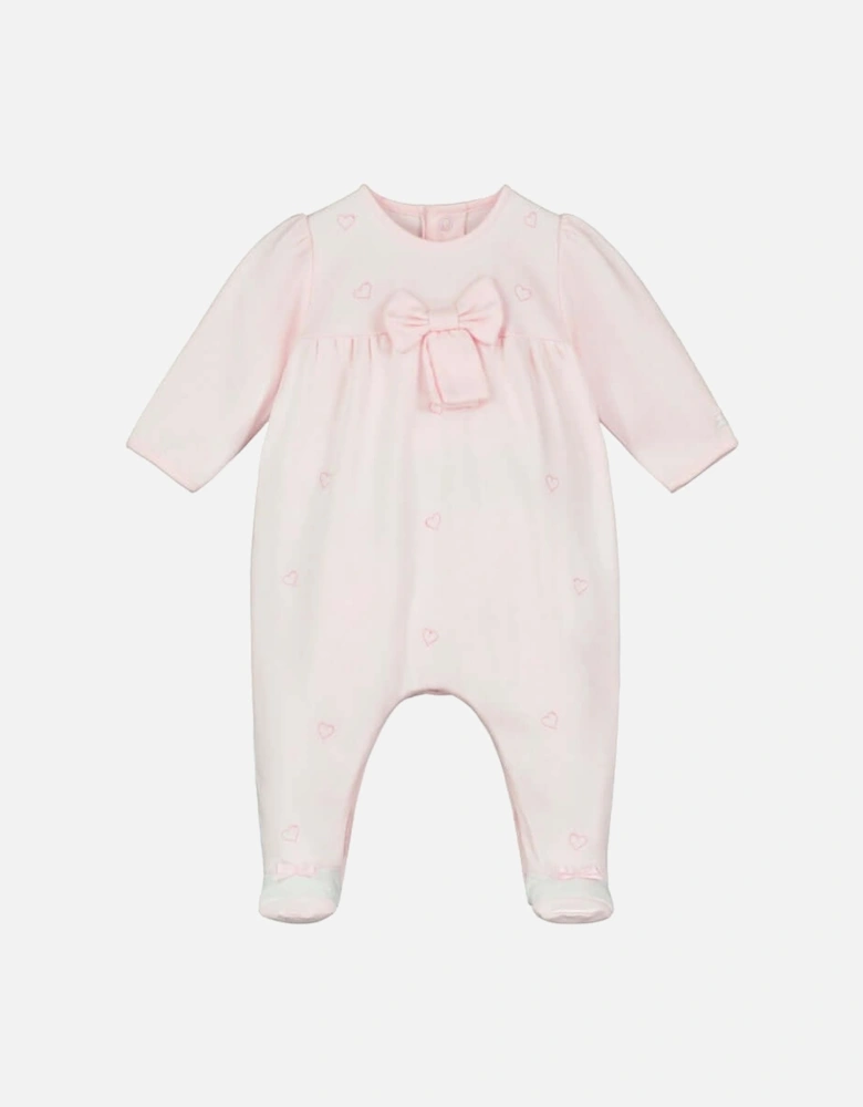 Girls Pink Cotton Heart Babygrow