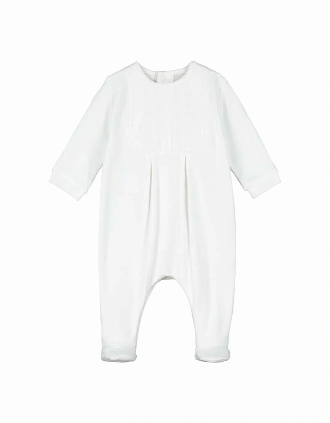 Unisex White Cotton Embroided Babygrow