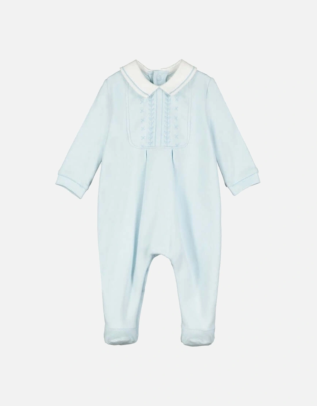 Boys Blue Cotton Embroided Babygrow, 3 of 2