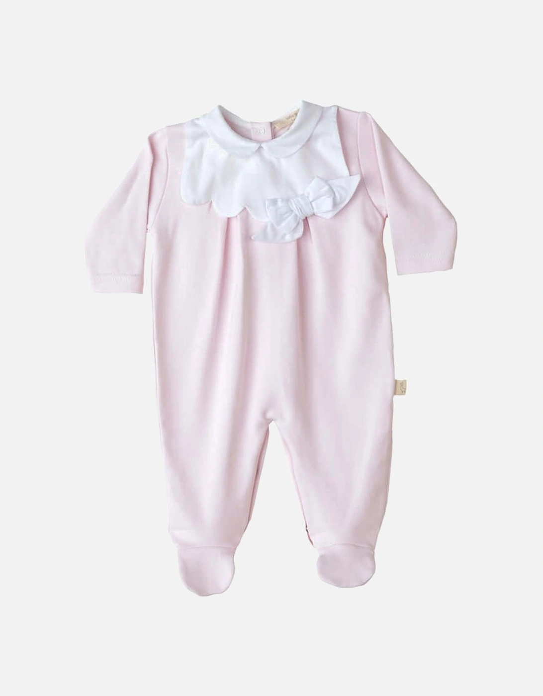 Baby Girls Pink Cotton Babygrow With Bow, 3 of 2