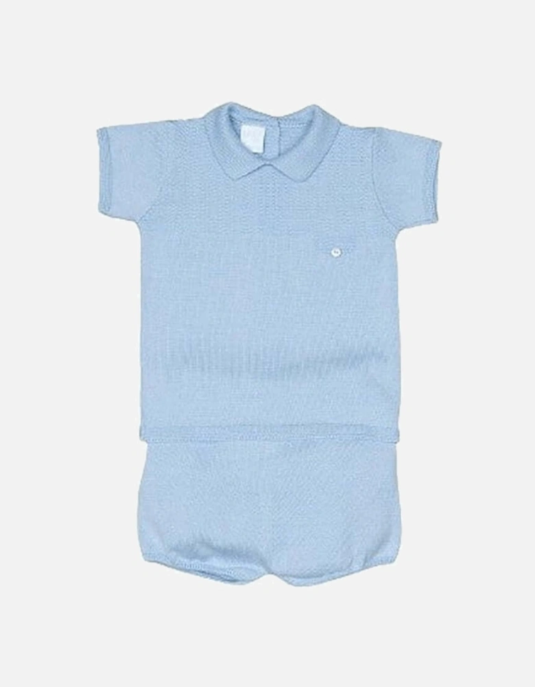 Baby Boys Blue Knitted Short Set