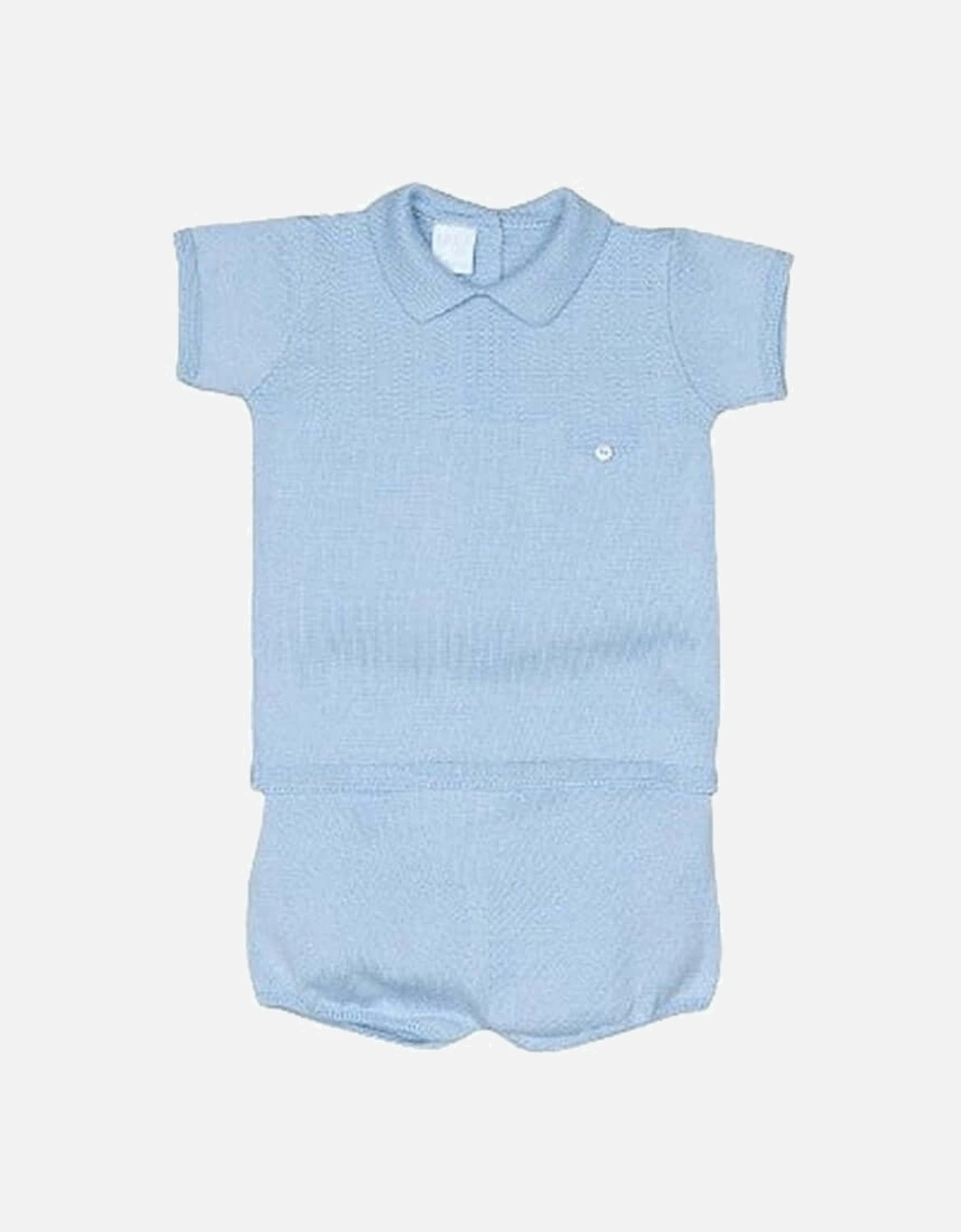 Baby Boys Blue Knitted Short Set, 2 of 1