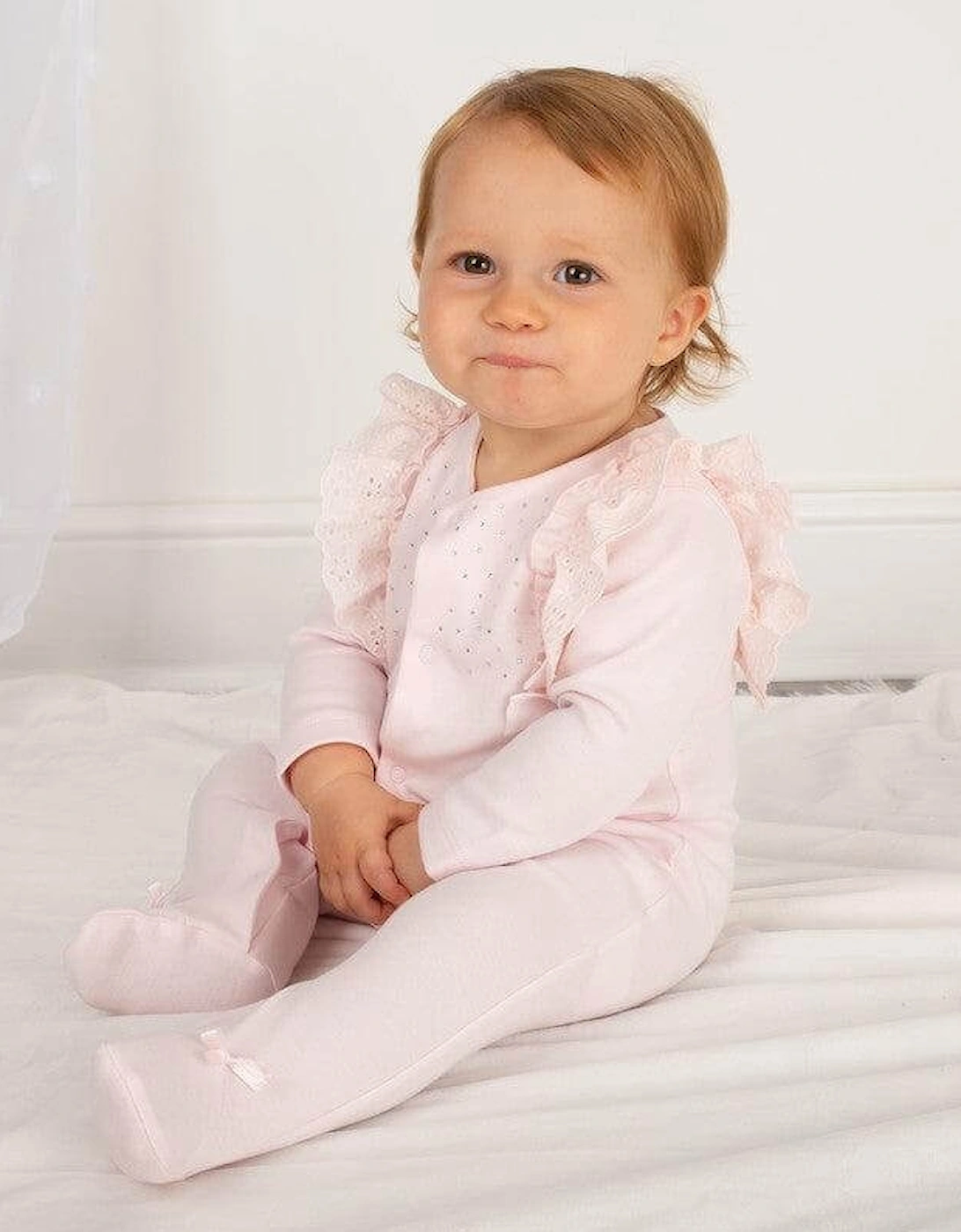 Girls Pink Diamonte Babygrow, 2 of 1