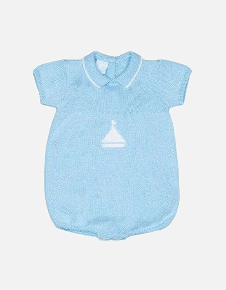 Baby Boys Knitted Blue Sail Romper