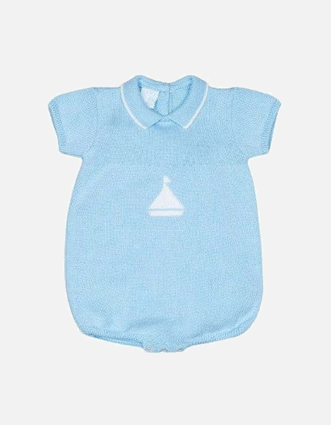 Baby Boys Knitted Blue Sail Romper, 2 of 1