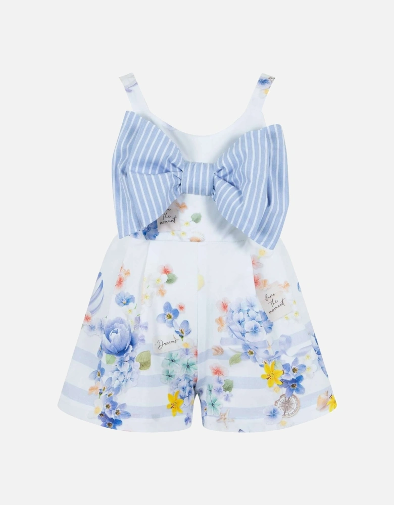 Girls White Bow Playsuit