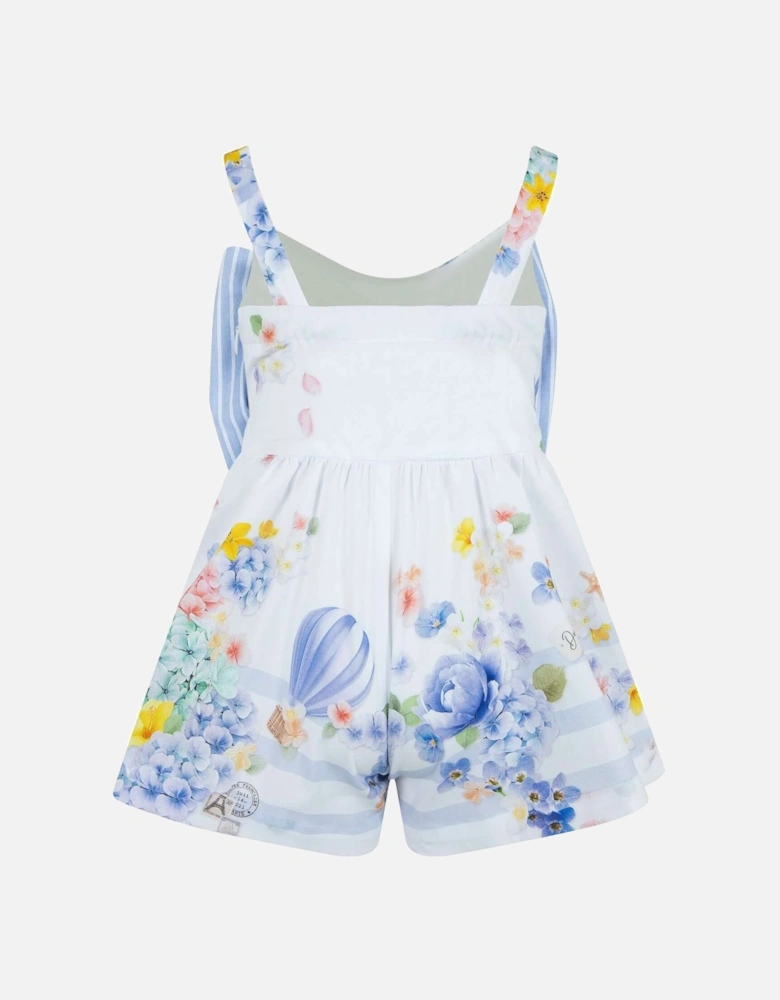 Girls White Bow Playsuit