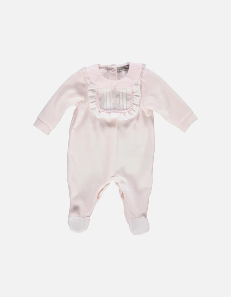 Baby Girls Pink Velour Babygrow