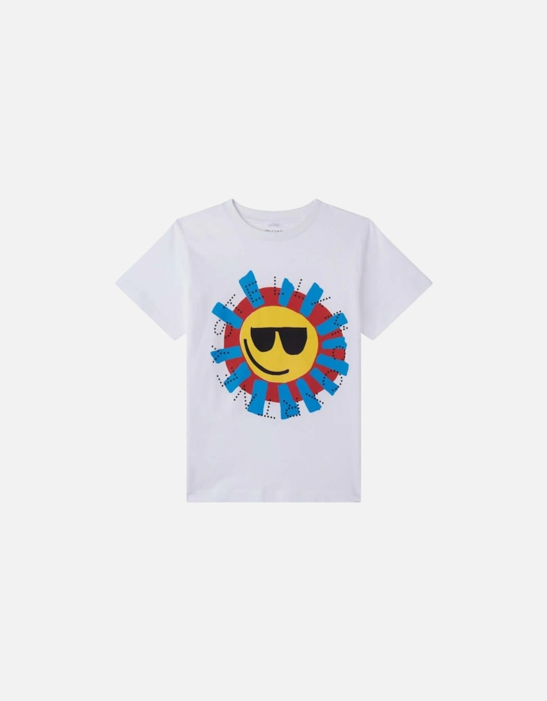 Boys White Sun Print T-Shirt