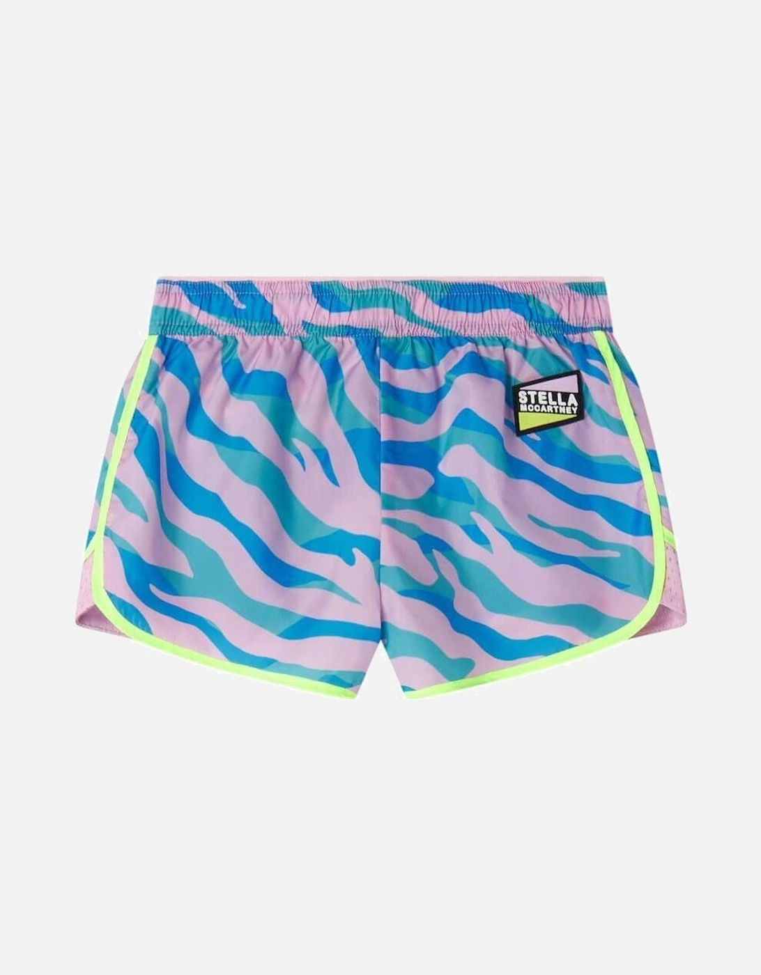 Girls Pink & Blue Zebra Print Shorts, 2 of 1