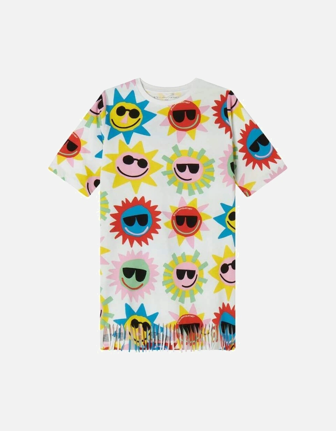 Girls Sun Print Fringe T-Shirt  Dress, 2 of 1