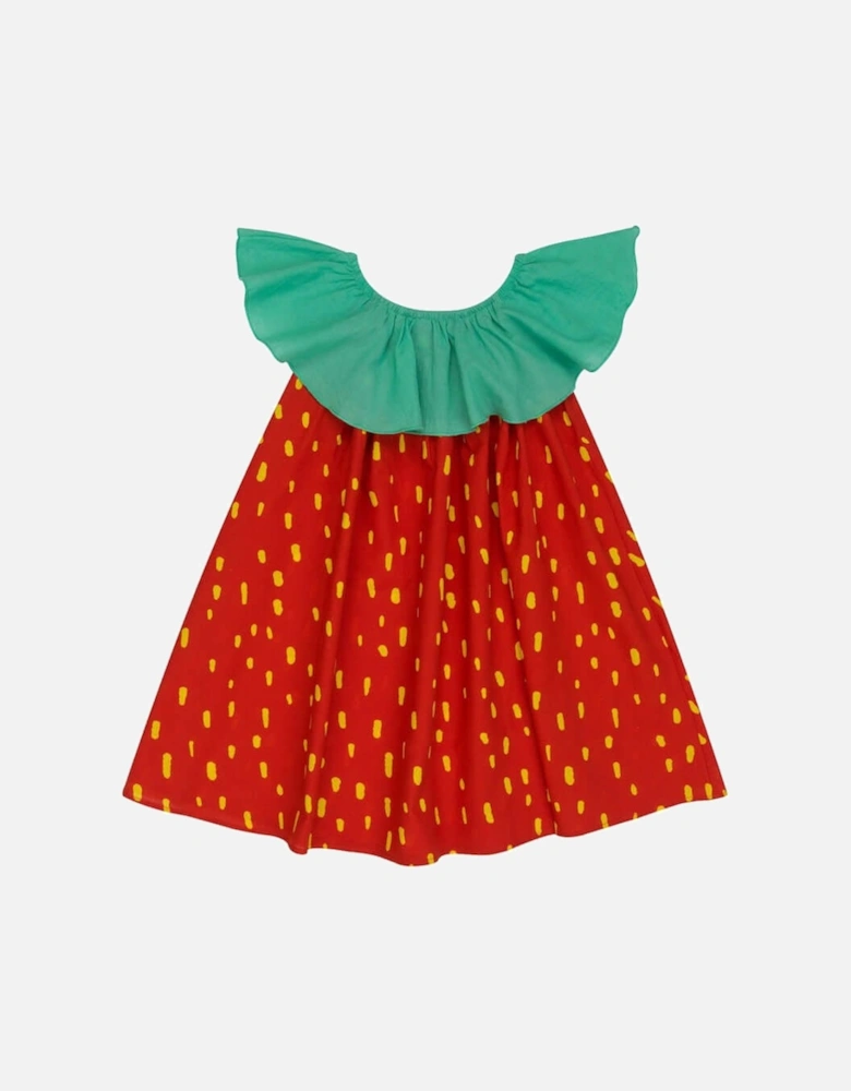 Girls Cotton Strawberry Print Dress