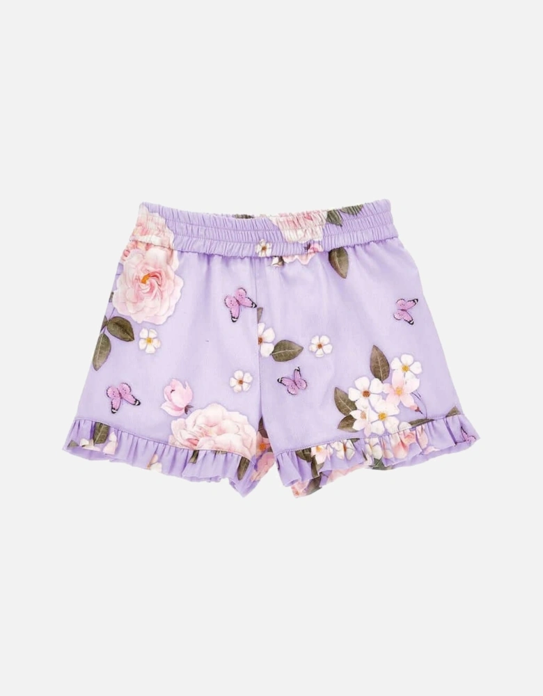 Girls Lilac Rapunzel Floral Shorts