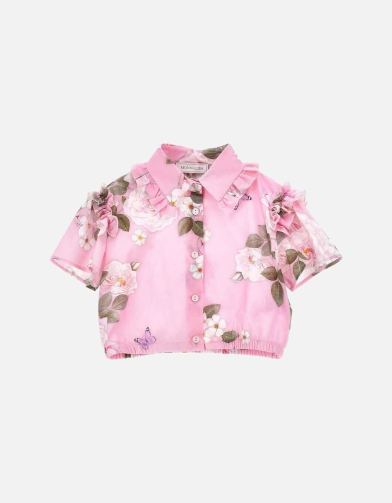 Girls Pink Rapunzel Floral Shirt
