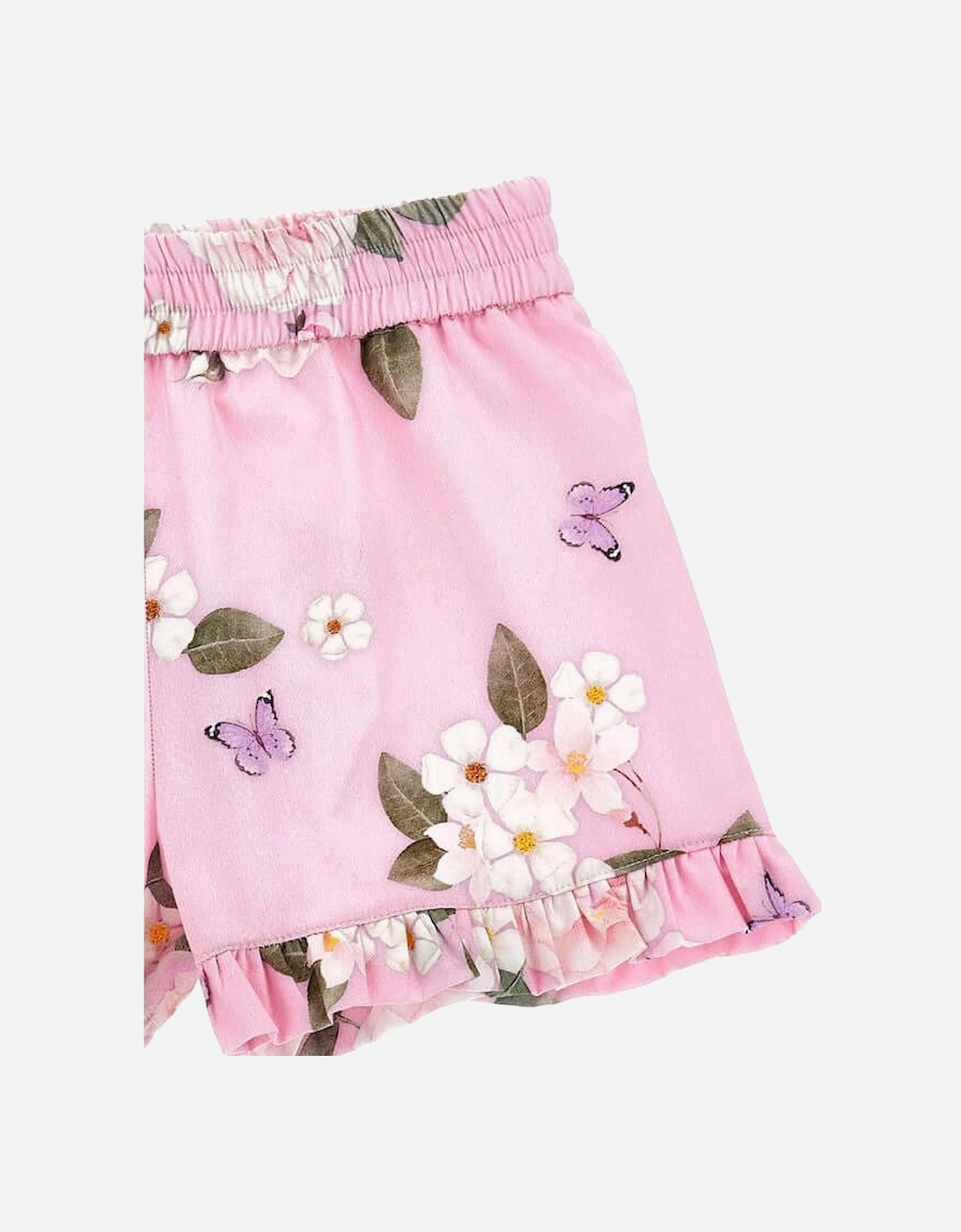 Girls Pink Rapunzel Floral Shorts