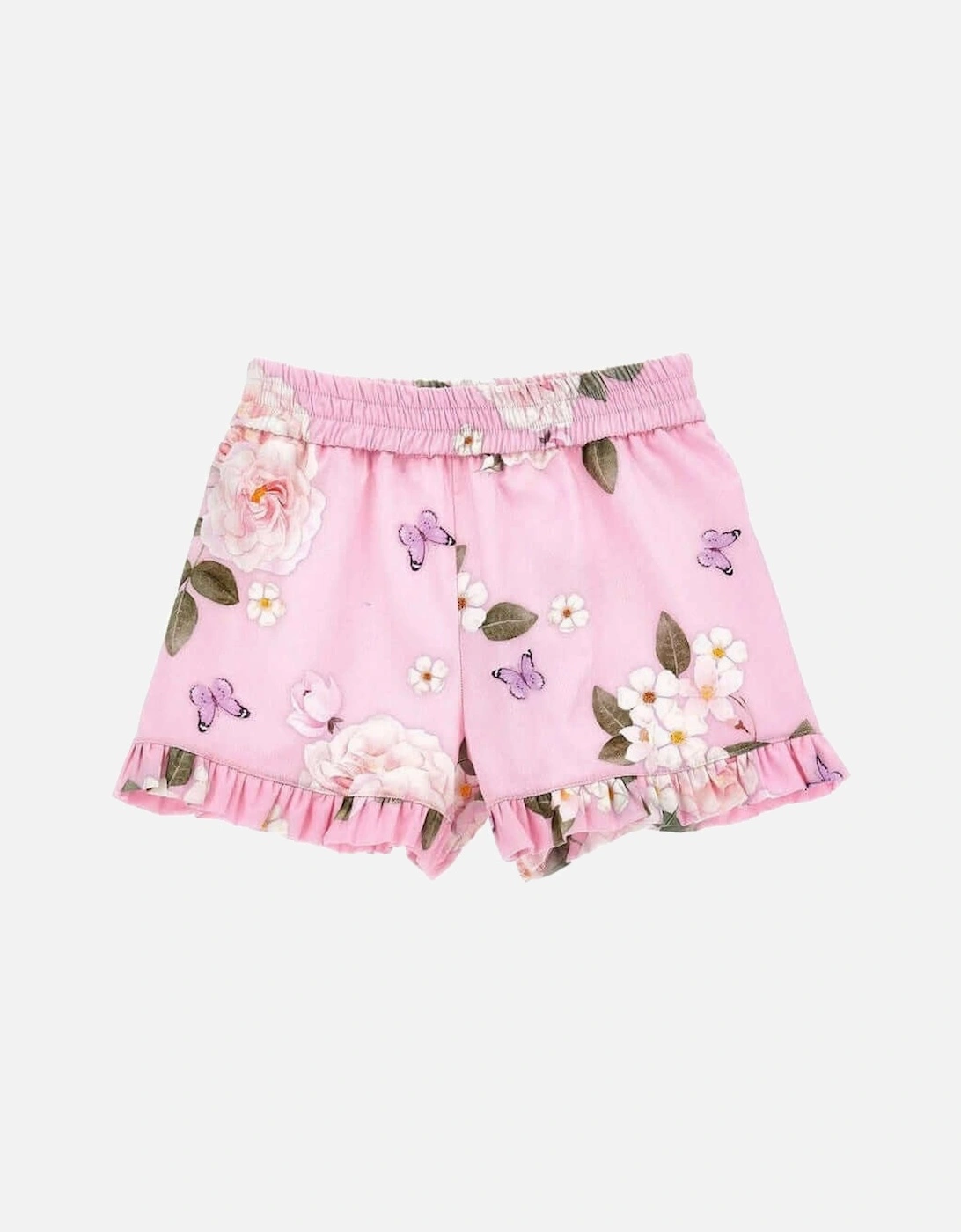 Girls Pink Rapunzel Floral Shorts, 4 of 3