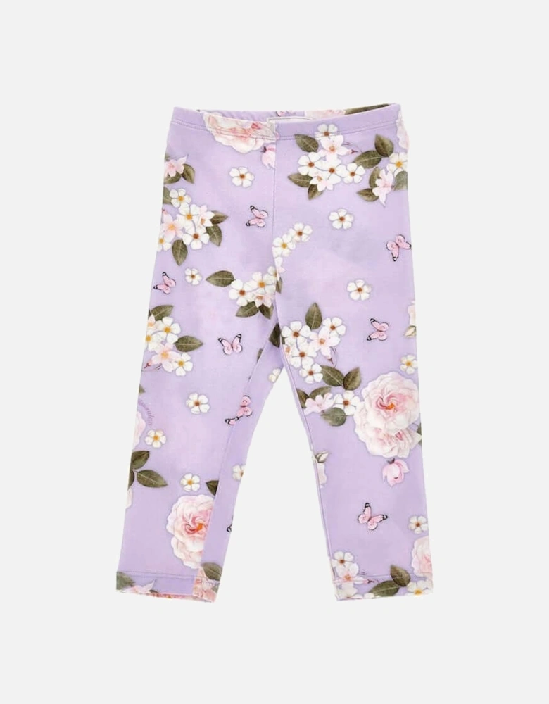 Girls Lilac Rapunzel Floral Leggings