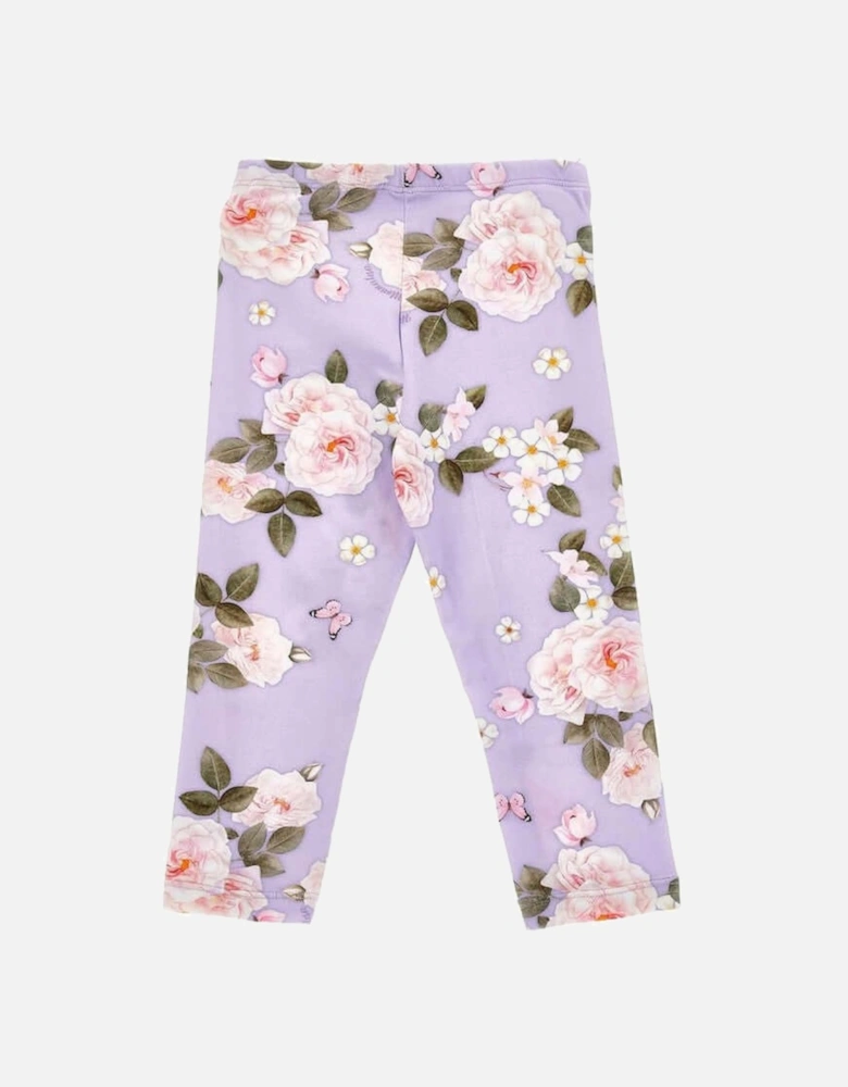 Girls Lilac Rapunzel Floral Leggings