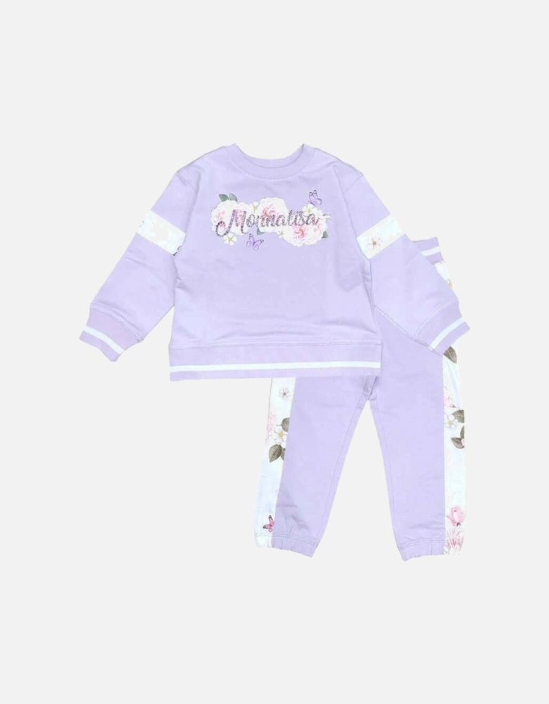 Girls Lilac Floral Tracksuit