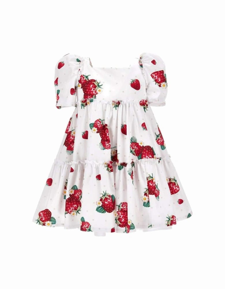 Girls Strawberry Poplin Dress