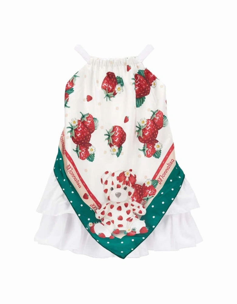 Girls Strawberry Print Shoulder Strap Dress