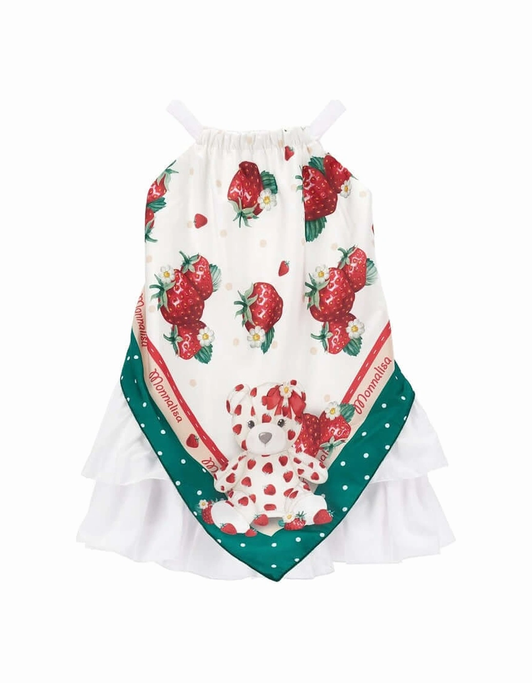 Girls Strawberry Print Shoulder Strap Dress, 4 of 3