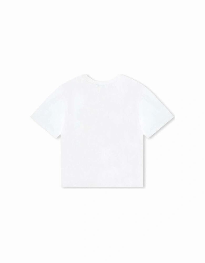 Girls White Graffiti Logo Short Sleeve T-Shirt