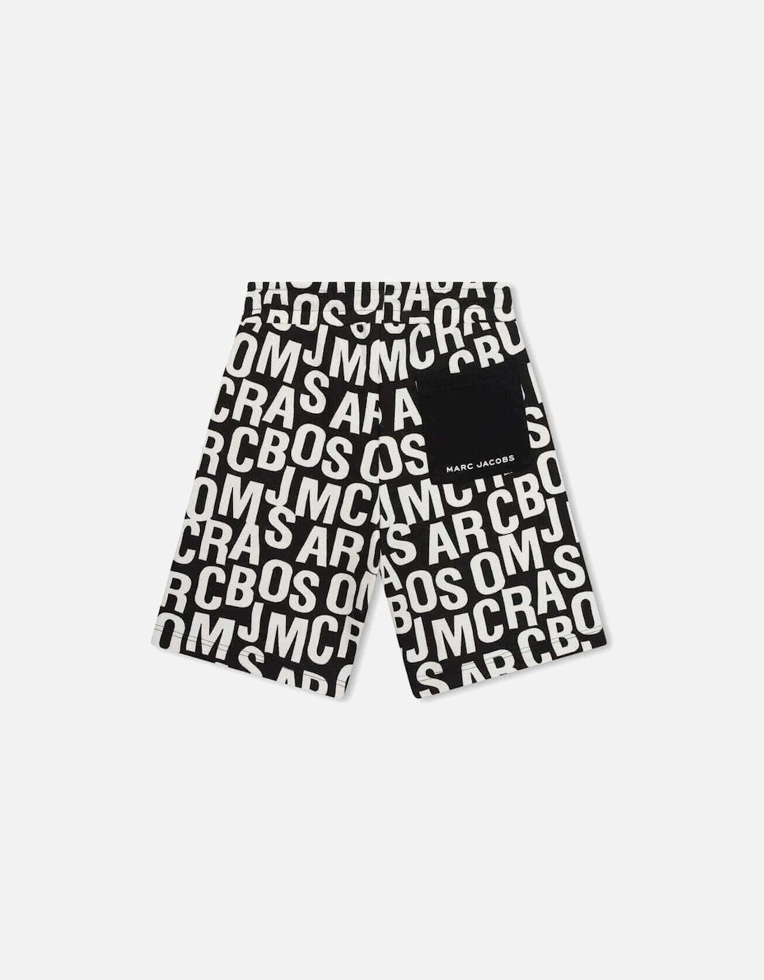 Boys Black & White Jumbled Logo Shorts