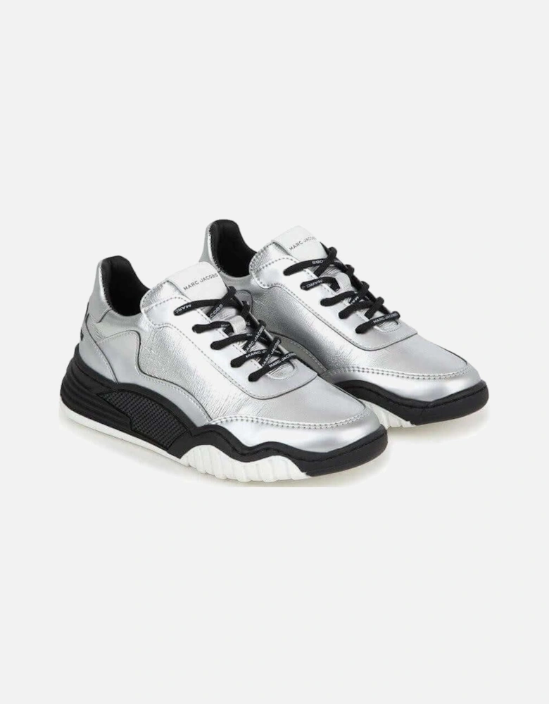 Girls Silver Lace Up Trainers