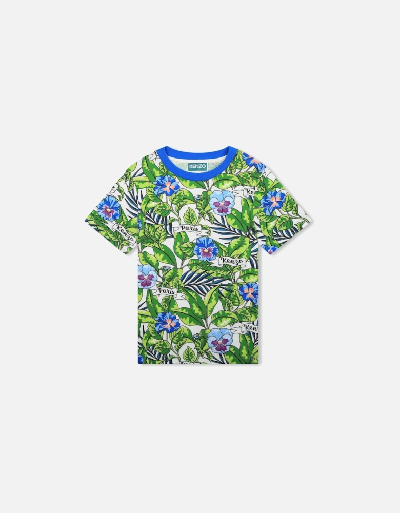 Boys Green Boke Flower T-Shirt